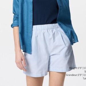 Uniqlo Blue Striped Elastic-Waist Short